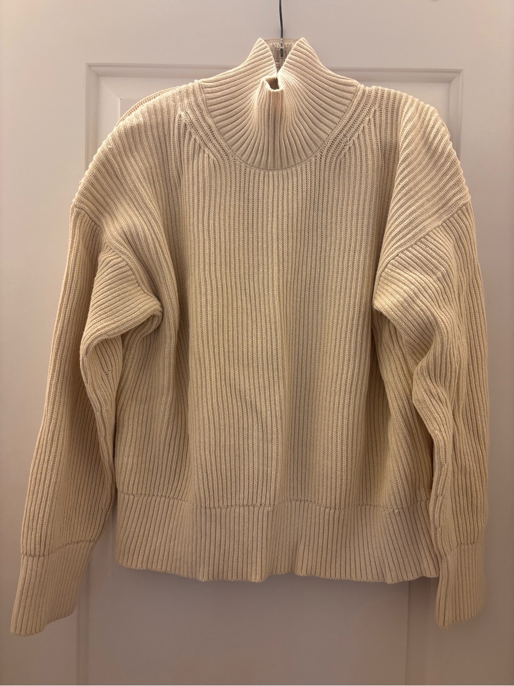 Everlane Organic Cotton Cream Chunky Ribbed Turtleneck Sweater